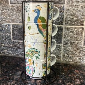 Peacock coffee/tea cups (4)